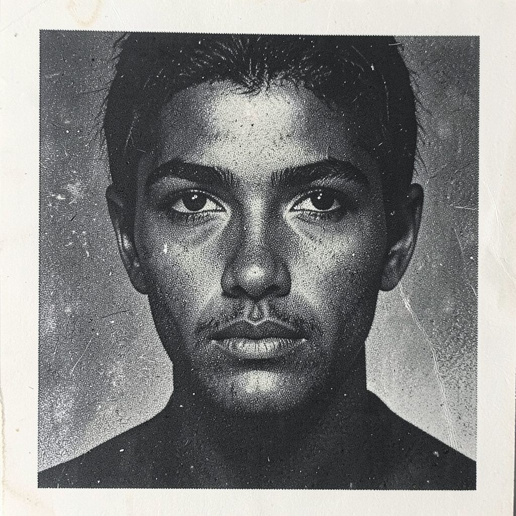 Two-ink risograph print pairing muted teal and warm blush panels on cream paper, abstractly indicating a positive change in skin tone.